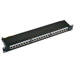 OEM patch panel 24port Cat6A, STP, blok 110, vyväz. lišta, 1U čierny 4043