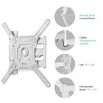 ONKRON TV vysúvny a otočný držiak na stenu 32"až 65" , VESA 400x400, max 35 kg, biely M4-W