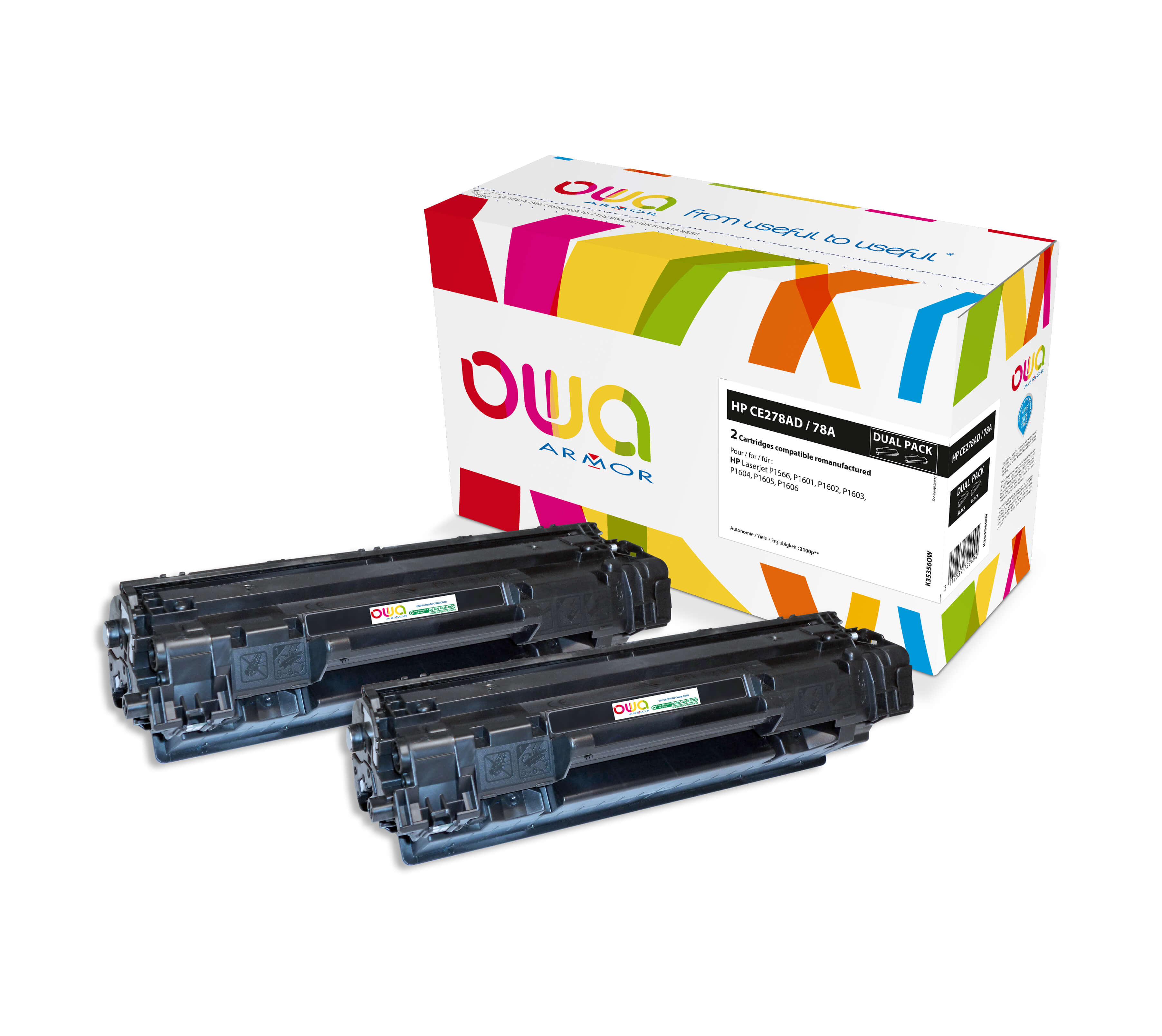 OWA Armor sada pro HP CE278AD,černá,2x2100st. K35356OW