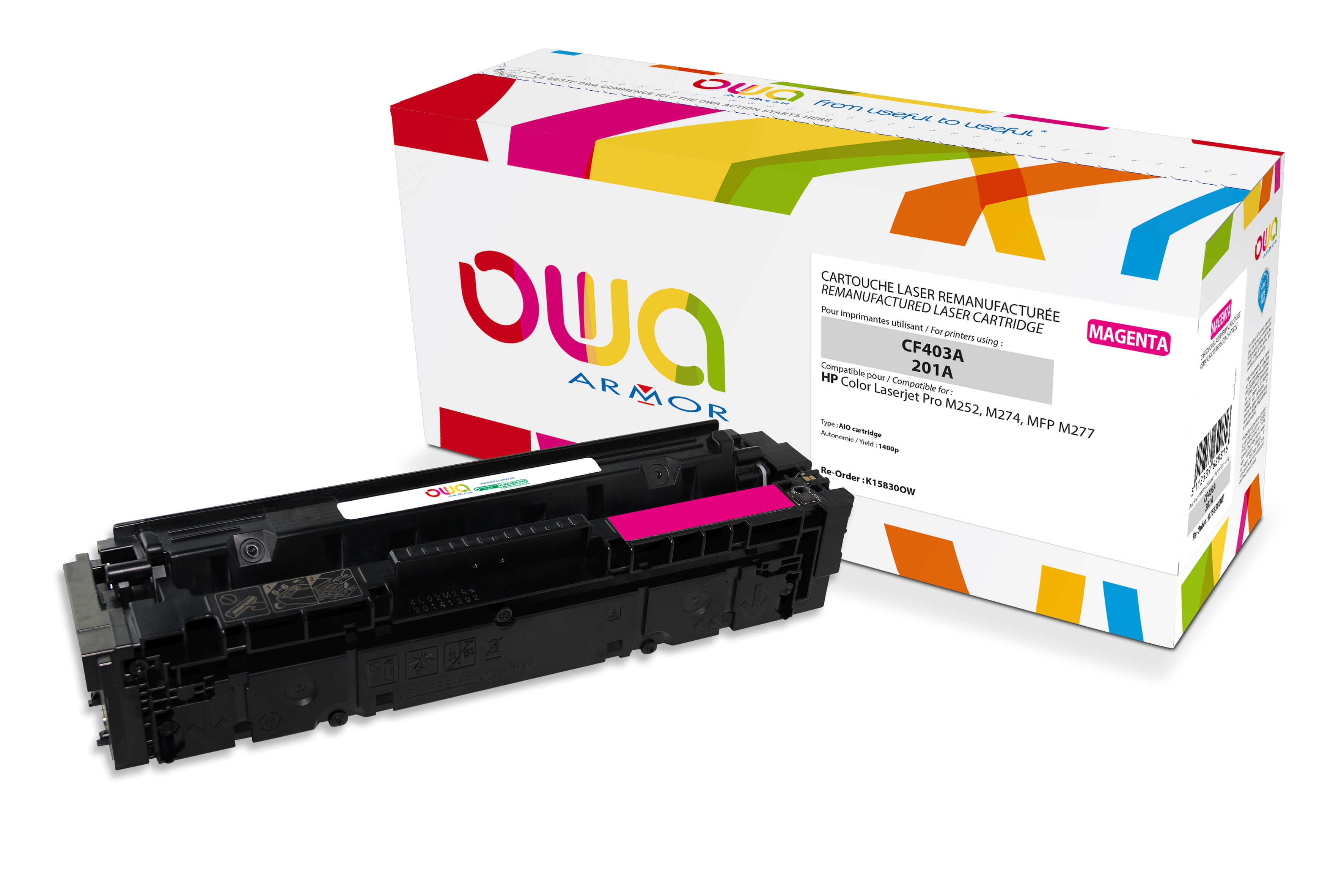 OWA Armor toner pro HP CF403A, červená/magenta K15830OW