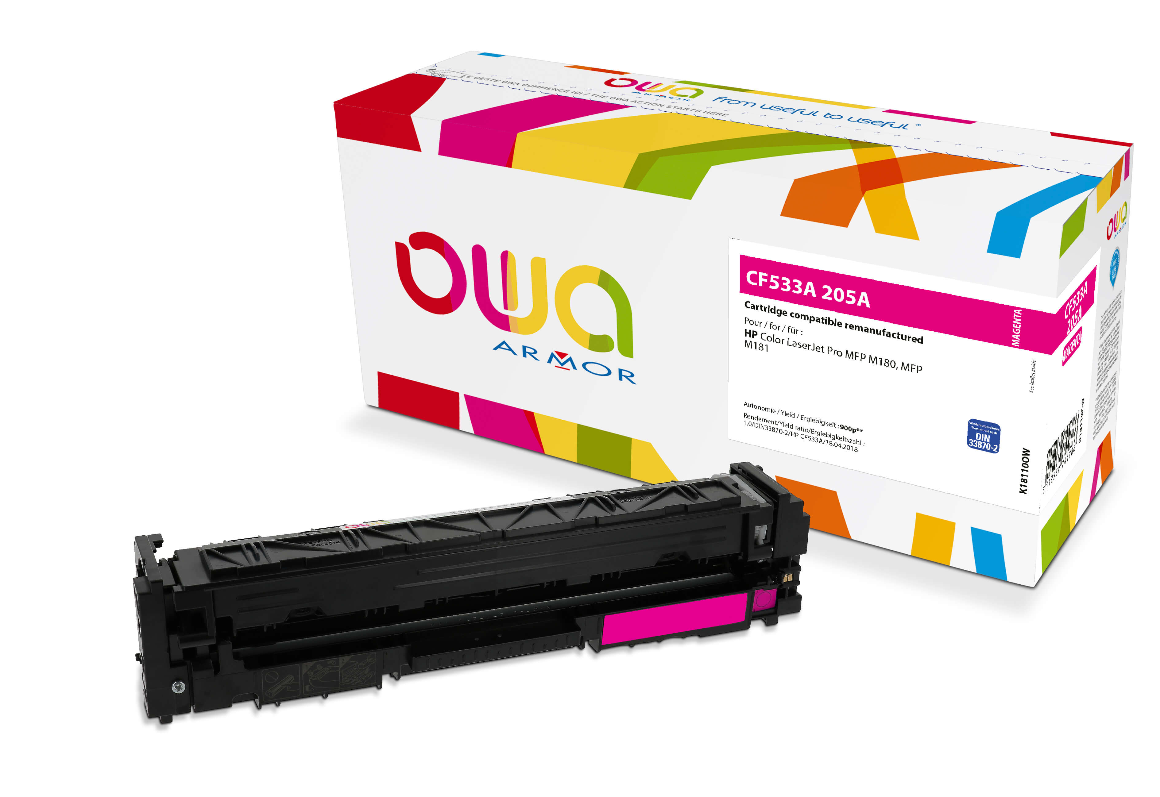 OWA Armor toner pro HP CF533A, červená/magenta K18110OW