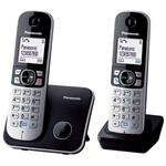 Panasonic bezdrôtový telefón, TwinPack - obsahuje 2 slúchadlá, podsvietená klávesnica a veľký podsv. 1,8" d KX-TG6812FXB