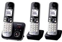 Panasonic KX-TG6823 Trio DECT, GAP bezdrátový analogový telefon záznamník, handsfree černá, stříbrná 449878