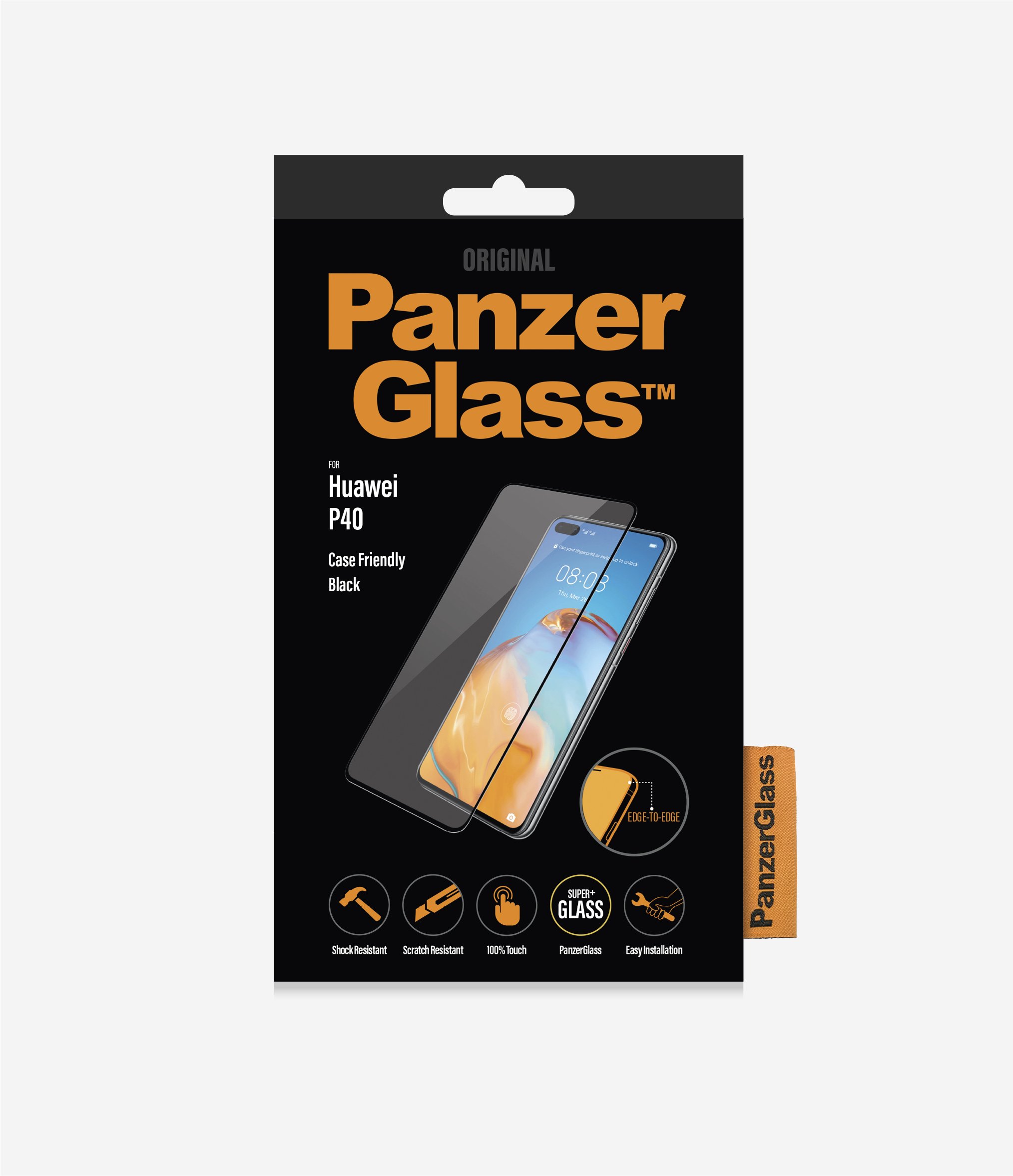PanzerGlass - Tvrdené sklo Case Friendly pre Huawei P40, čierna 5711724053696