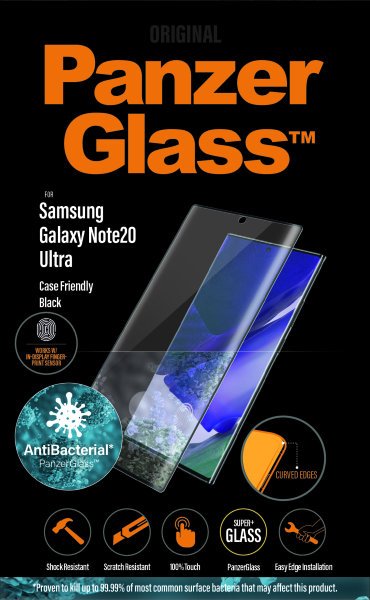 PanzerGlass - Tvrdené sklo Case Friendly pre Samsung Galaxy Note20 Ultra, Fingerprint komp., čierna 5711724072376