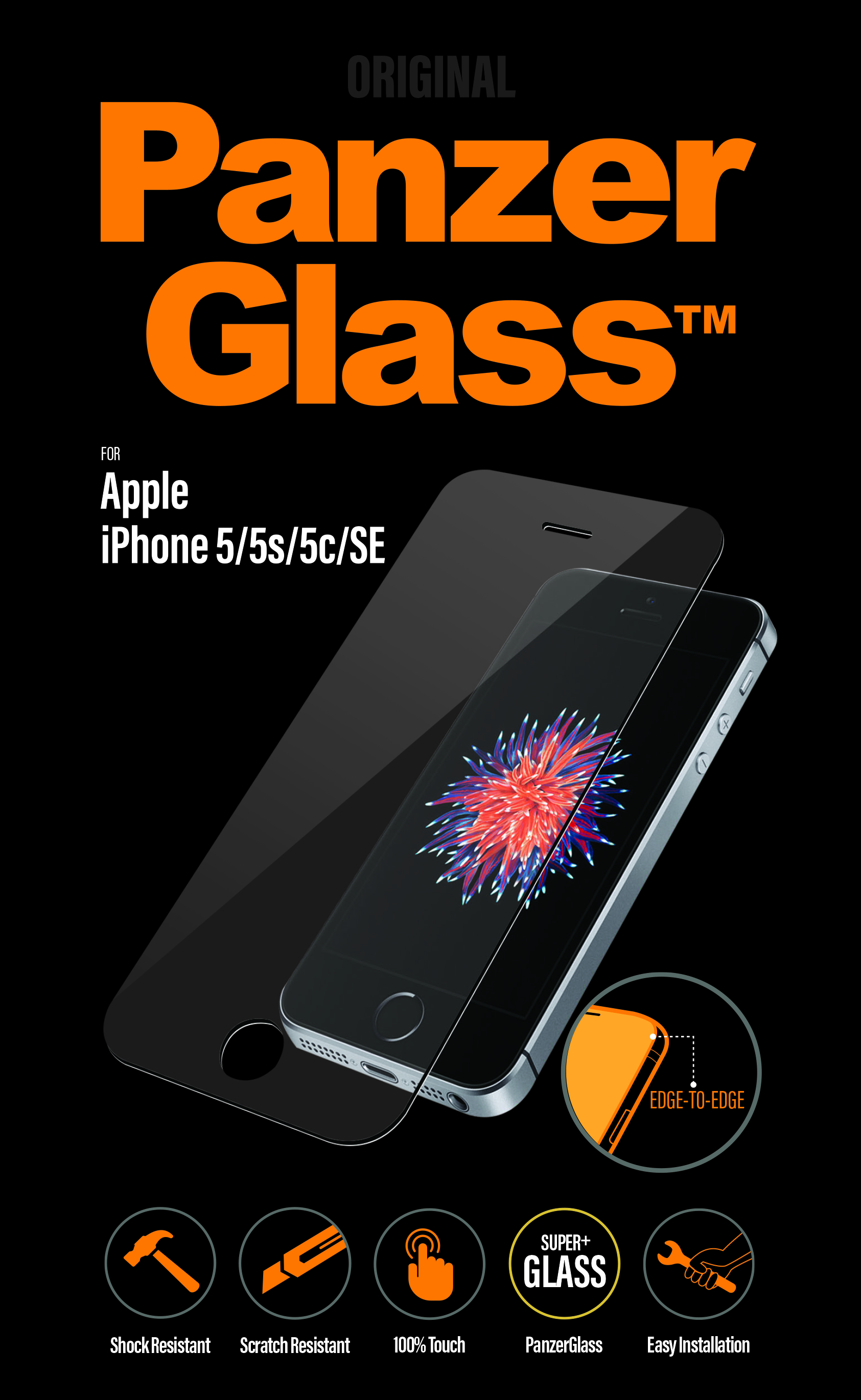 PanzerGlass - Tvrdené sklo pre iPhone 5/5S/5C/SE, číra 1010-PGS