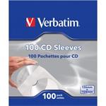 Papierové púzdra na disky CD 1 KS CD, Papier, biela, s okienkom, Verbatim, po 100 ks