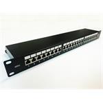 Patch panel 24p.Cat6A STP 1U osazený černý 4043