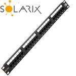 Patch panel Solarix 24 x RJ45 CAT5E UTP 150 MHz čierny 1U SX24-5E-UTP-BK