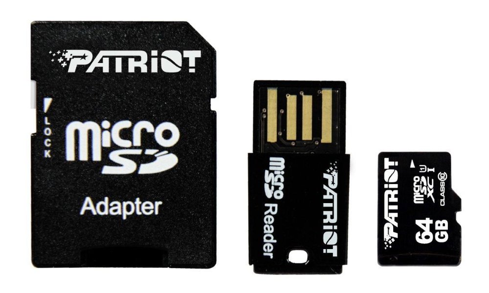 Patriot 64GB Micro SDHC/XC Class 10 / (2 v 1) + USB 2.0 čtečka Micro SD karet PSF64GMCSXC10UK