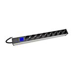 PDU IT METER, integr.merení, 8x Schuko,Al ,19", 1U, RAL 7035 HSMPES06