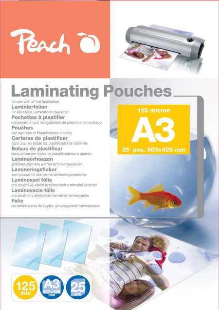 Peach Fólia laminovacia, A3, 125mic, transparentná, termál., 25ks PPR525-01