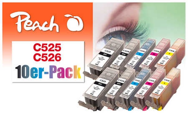 PEACH kompatibilní cartridge Canon PGI-525/CLI-526 Combi pack (10) 8x10ml, 2xBlack, 2xCyan, 2xMagenta, 2xYellow,2 319978