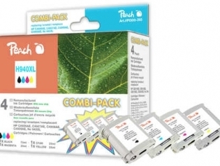 PEACH kompatibilní cartridge HP 940XL (C4906A), combipack, Black, Cyan, Magenta, Yellow, 70 ml, 3x 25 ml PI300-393