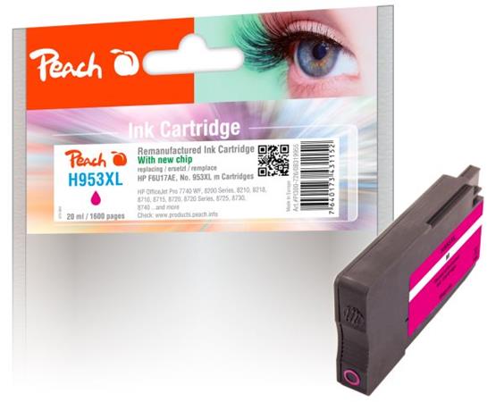 PEACH kompatibilní cartridge HP No. 953XL, purpurová, F6U17AE, 20ml OEM chip PI300-930