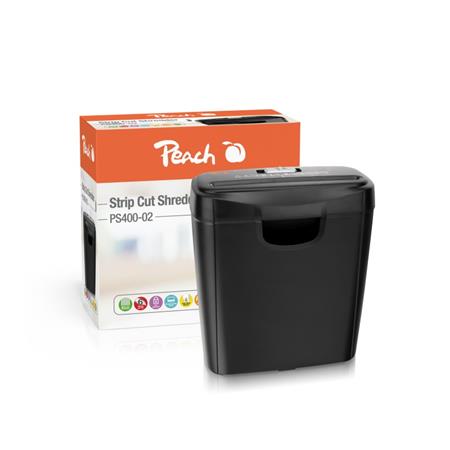 PEACH skartovač Strip Cut Shredder PS400-02, 6 listů, podélný řez, 8 l - poškozený obal PS400-02R