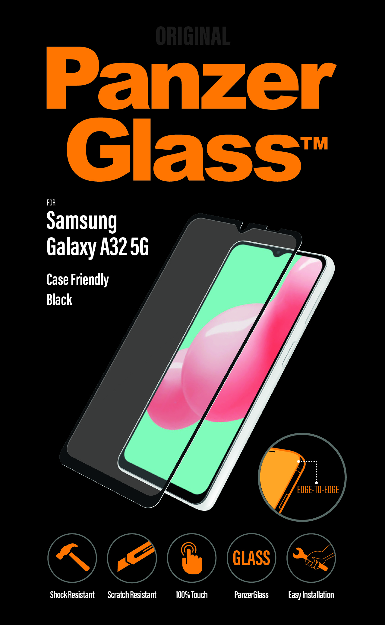 PG Samsung Galaxy A32 5G Black, PanzerGlass Samsung Galaxy A32 5G Case Friendly Cerne 7252