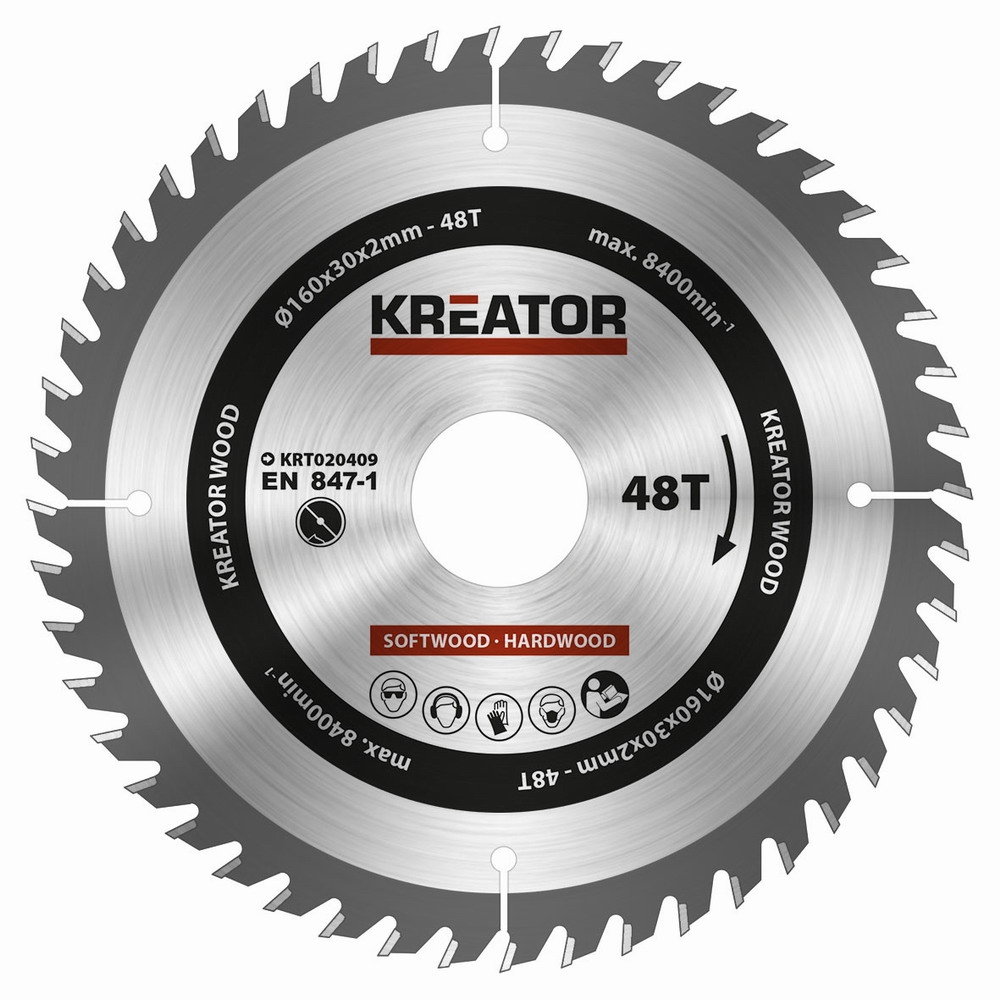 Pílový kotúč Kreator KRT020409 na drevo 160mm, 48T