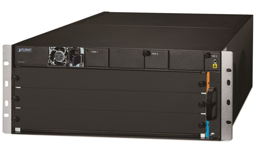 Planet CS-6303R L3 šasi pro instalaci modulů, 3-slot, 40Gb QSFP+, 10Gb SFP+, IPv6/IPv4, redundantní napájení, RING
