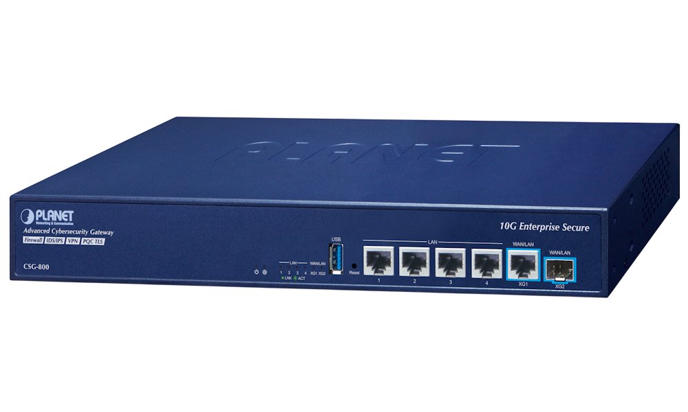 Planet Enterprise Dual 10G Cybersecurity Security Gateway 10G WAN/LAN, 10G SFP+ WAN/LAN, IDS/IPS, Layer 7 DPI, Q CSG-800