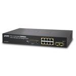 PLANET GS-4210-8P2S Switch 8 x 10/100/1000 PoE+ + 2x 100/1000 SFP, 120W, WebSmart/SNMP, kov