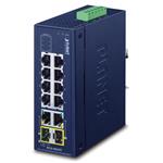 Planet IFGS-1022TF průmyslový switch, 8x100M + 2x 1Gb/SFP, -40 až 75st.C, 9-48VDC, IP30, fanless