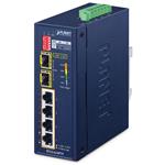 Planet IFGS-624PTF průmyslový L2 switch, 4x 10/100, 2x 1Gb SFP, 4x 802.3at PoE, -40~75°C, 12-54VDC, IP40, fanless, RING