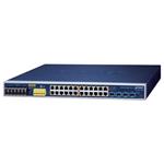 Planet IGS-R4215-24P4X průmyslový L2+ switch, 24x1Gb, 4x10Gb SFP+, PoE 802.3at 440W, 48-56VDC, -40~75°C, IP30, fanless