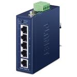 Planet ISW-500T-E kompaktní průmyslový switch, 5x 10/100Base-TX, ESD, DIN, 12-55VDC, IP40, -40~75°C, 250m Extended