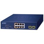Planet PoE switch 8x1Gb + 2xSFP 1Gb, PoE 180W, 2x 802.3bt + 4x 802.3at GSD-1022UP