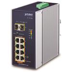 PLANET Průmyslový L2 PoE 1Gbps switch, 8xTP + 2xSFP, 802.3at 30/240W, IP30, -40~+75°C, 12-56VDC IGS-1020PTF-12V