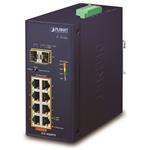 PLANET Průmyslový L2 PoE 1Gbps switch, 8xTP + 2xSFP, 802.3at 30/240W, IP30, -40~+75°C, 48-56VDC IGS-1020PTF