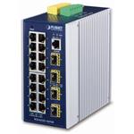 Planet průmyslový L3 switch, 16x1Gb + 4x1Gb SFP, -40 až 75°C, dual 9-48VDC, IP30, fanless IGS-6325-16T4S