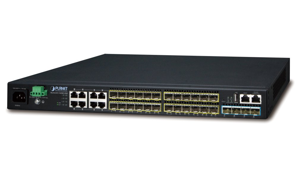 Planet SGS-6341-16S8C4XR L3 switch 16x 1000Base-T,4x 10Gb SFP+, Web/SNMP, ACL, QoS, IGMP, IP stack, redundant power