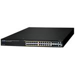 Planet SGS-6341-24P6X L3 switch, 24x1Gb, 6x10Gb SFP+, 24x PoE 802.3at 370W, HW/IP stack, VSF/Cluster, NIS2+NDAA