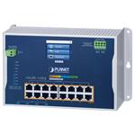 Planet WGS-5215-16UP4XV plochý L2 switch, 16x1GbE 802.3bt 720W, 4x 10 Gbit SFP+, 48-54VDC, -20~70°C, IP30, Displej