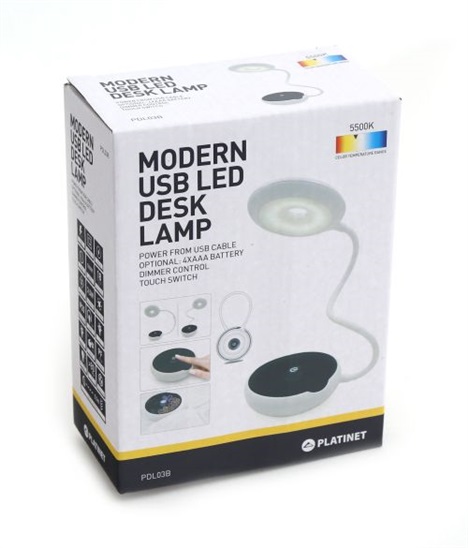 PLATINET lampička 3,5W bílo-černáPDL03BK 5907595438247