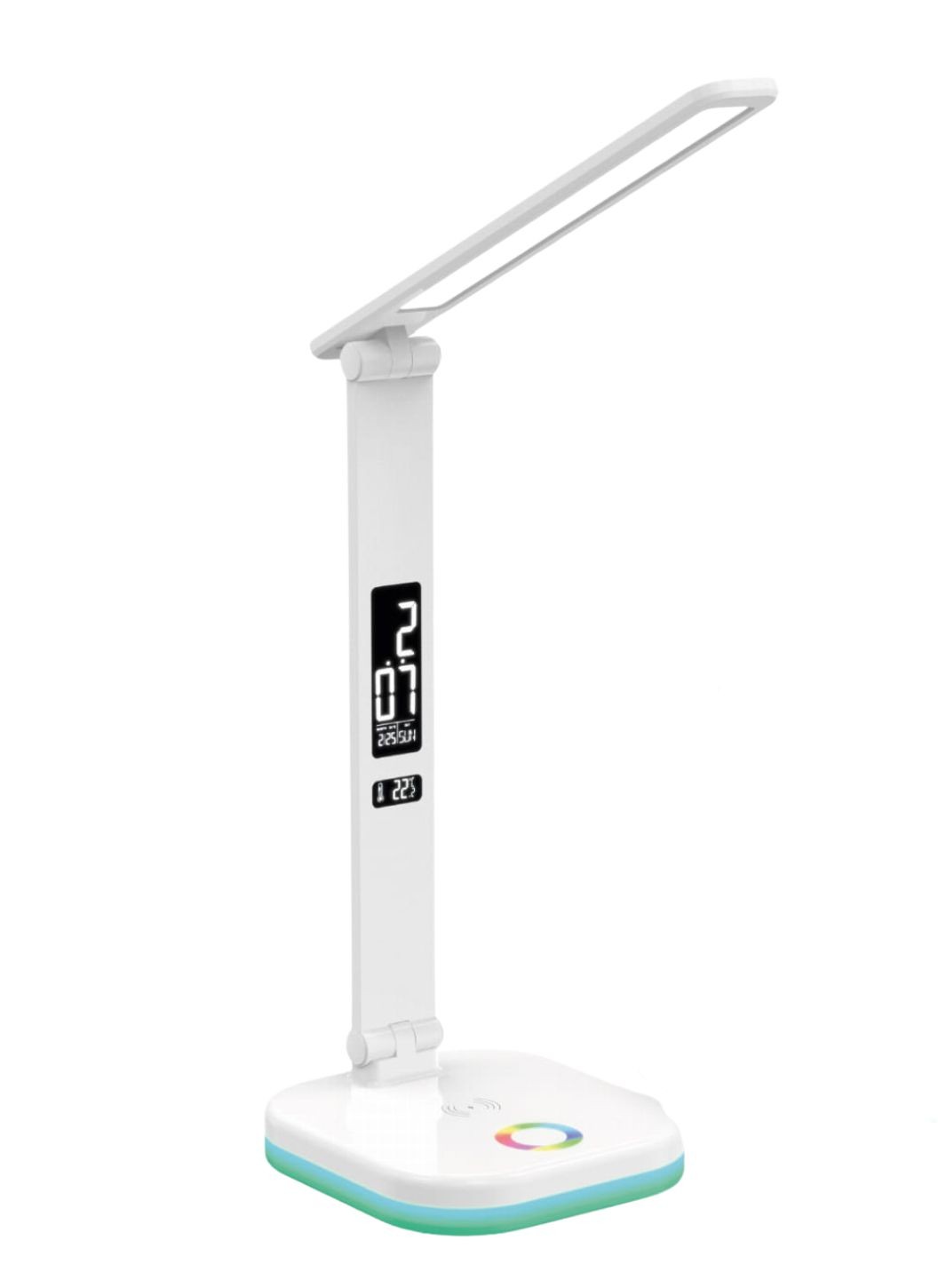 Platinet PDL711RGBW stolní LED lampa stmívatelná, bezdrátové nabíjení, hodiny, bílá PLADL711RGBW