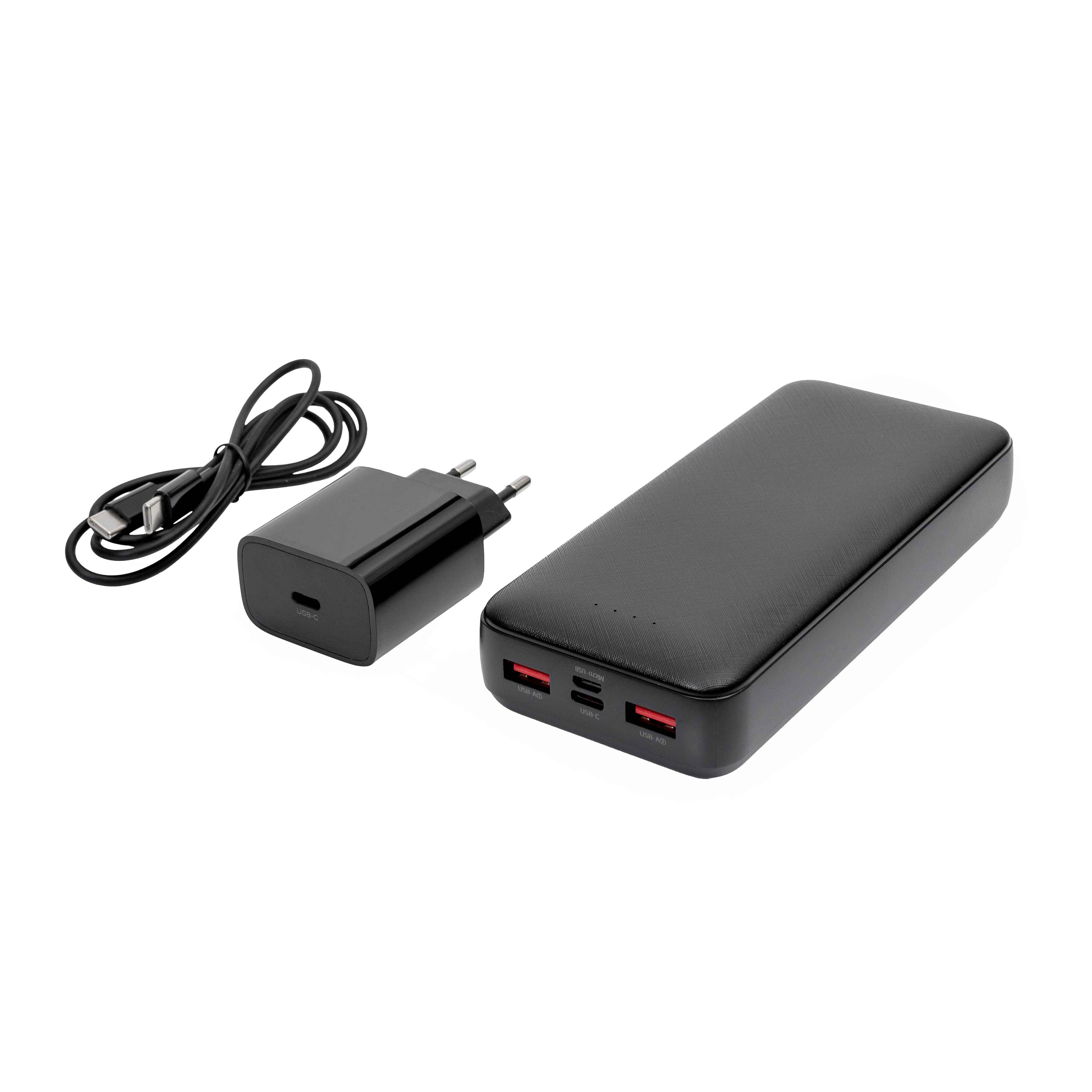 Platinet SET 3v1 Powerbanka 20000 mAh + Nabíječka 20W Power Delivery, kabel USB-C 1m, černá PLAPMPB20SETB
