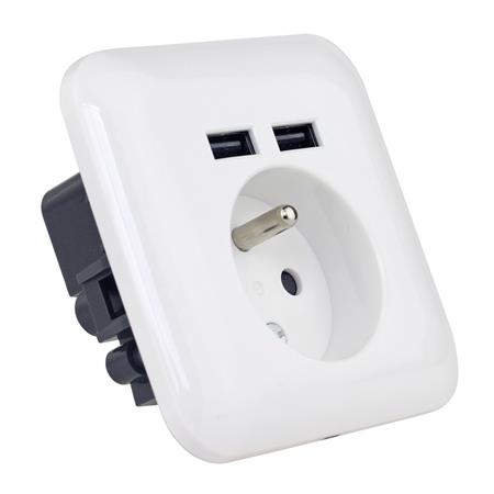 PLATINET ZÁSUVKA FRANCOUZSKÁ + 2 USB 2.1A PWSF2U