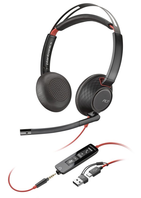 Poly Blackwire 5220 Stereo USB-C Headset +3.5mm Plug +USB-C/A Adapter (Bulk) 8X231A6
