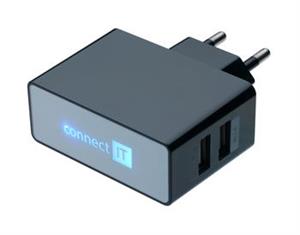 POWER CHARGER se dvěma USB porty 2.1 A/1 A černý CI-153