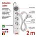 Predlžovací kábel 2 m / 3 zásuvky / s vypínačom / biely / 1×USB-A + 1×USB-C / 1,5 mm2 8592920132746
