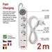 Predlžovací kábel 2 m / 3 zásuvky / s vypínačom / biely / 1×USB-A + 1×USB-C / 1,5 mm2 8592920132746