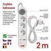 Predlžovací kábel 2 m / 3 zásuvky / s vypínačom / biely / 1×USB-A + 1×USB-C / 1,5 mm2 8592920132746