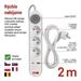 Predlžovací kábel 2 m / 3 zásuvky / s vypínačom / biely / 1×USB-A + 1×USB-C / 1,5 mm2 8592920132746