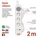Predlžovací kábel 2 m / 3 zásuvky / s vypínačom / biely / 1×USB-A + 1×USB-C / 1,5 mm2 8592920144930