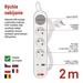 Predlžovací kábel 2 m / 3 zásuvky / s vypínačom / biely / 1×USB-A + 1×USB-C / 1,5 mm2 8592920144930