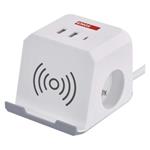 Predlžovací kábel - kocka 2 m / 2 zásuvky / biely / 2×USB-A + 1×USB-C+Qi / 1,5 mm2 8592920132807