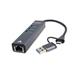 PremiumCord Adaptér USB-C a USB-A na Gigabit 10/100/1000Mbps + 3x USB 3.2 konektor ku31ether06